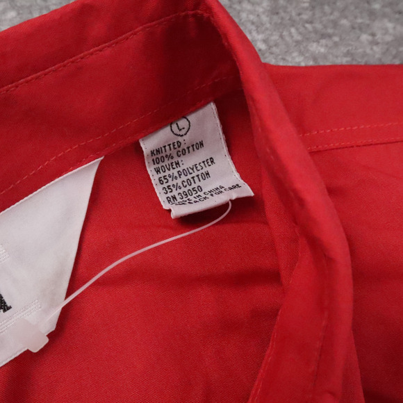 VTG 80s 90s Award Deadstock Large Red White Striped Short Sleeve Collared Shirt - Picture 5 of 9